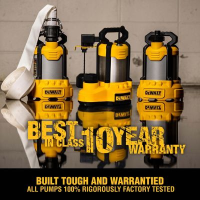 Image showing 6 th DEWALT 1/2 hp 115 V Electric Sump Pump, 102 GPM, Stainless Steel/Cast Iron, Submersible, Vertical Switch