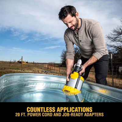 Image showing 6 th DEWALT 1/3 hp 115 V Electric Utility Pump, 75 GPM, Cast Aluminum, Submersible