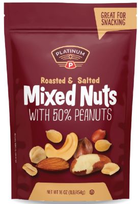 Platinum 16 oz. Mixed Nuts 50% Peanuts Roasted Salted, 47381