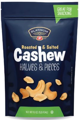 Platinum 16 oz. Cashew Halves & pc. Roasted Salted, 47377