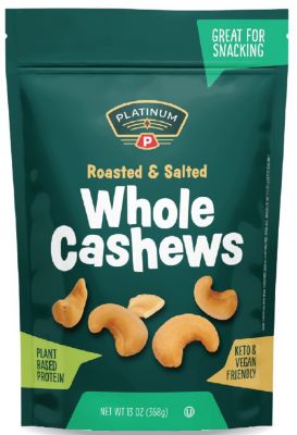 Platinum 13 oz. Whole Cashews Roasted Salted, 47532