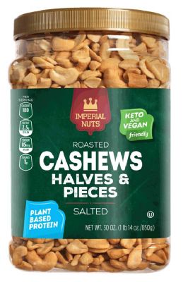 Imperial 30 oz. Cashew Halves & pc. Roasted Salted, 47517