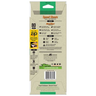 Image showing  3.66 in. x 9 in. 80 Grit Medium Gator Zip Speed-Sheets Sanding Paper, 5-Pack
