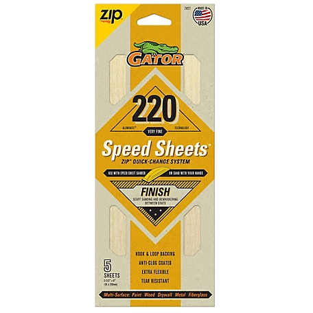 Big Gator Tools 220 Grit Very Fine Gator Zip Speed-Sheets Sanding Paper