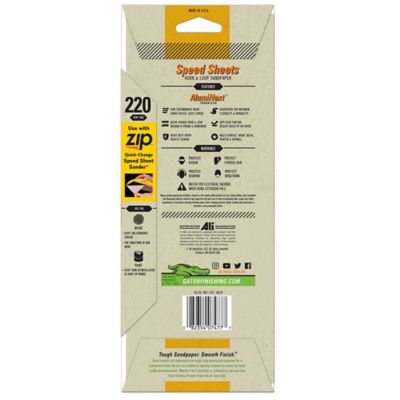 Image showing  3.66 in. x 9 in. 220 Grit Very Fine Gator Zip Speed-Sheets Sanding Paper, 5-Pack