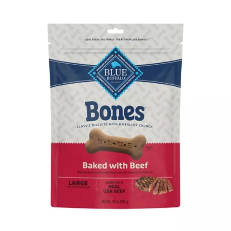 Blue Buffalo Beef Flavor Natural Crunchy Bone Dog Treats Biscuits for Large Dogs 16 oz. Dog Biscuits & Cookies