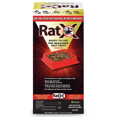 RatX Ready-to-Use Non-Toxic Rat and Mice Trays, Effective Against All Species of Rats and Mice, 4-Pack