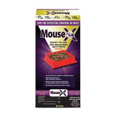 MouseX Ready-to-Use Rat Bait Trays, Eliminates All Species of Rats and Mice, 4-Pack