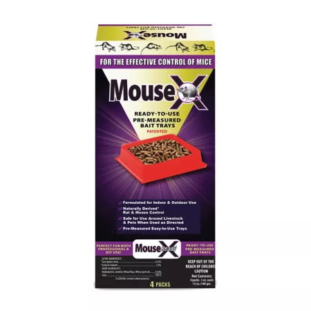 MouseX Ready-to-Use Rat and Mice Trays Eliminates All Species of Rats and Mice Pack of 4 Animal & Rodent Bait