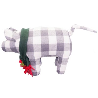 Red Shed 12 in. Plaid Pig Decor