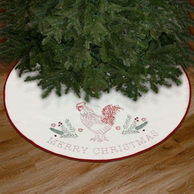 Red Shed Crewel Work Rooster Tree Skirt