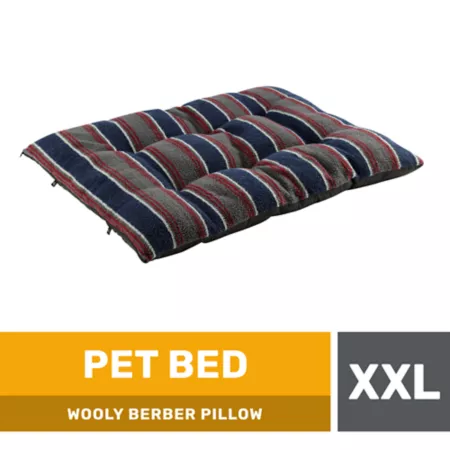 Berber Woolly Retriever Pet Bed with Pillow 50 in x 40 in. Floor Pads