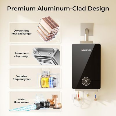 Image showing  3.18 GPM 82,000 BTU Indoor Natural Tankless Water Heater for Whole House, Black