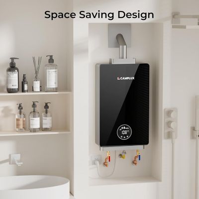 Image showing 7 th Camplux 3.18 GPM 82,000 BTU Indoor Natural Tankless Water Heater for Whole House, Black