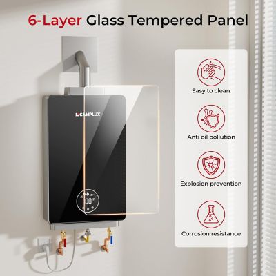 Image showing 8 th Camplux 3.18 GPM 82,000 BTU Indoor Natural Tankless Water Heater for Whole House, Black