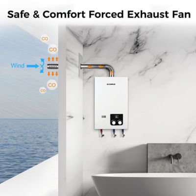 Image showing 5 th Camplux 2.64 GPM 68,000 BTU Indoor Natural Tankless Water Heater, White