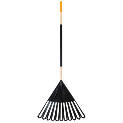 True Temper 48 in. Hardwood/Steel Handle Leaf Rake with 24 in. W Clog-Free Tines for Leaves, Grass, Twigs, Pine Needles