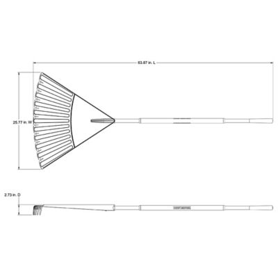 Image showing  24 in. Plastic Clog-Free Tine Leaf Rake with 48 in. Hardwood/Steel Handle, For Leaves, Grass, Twigs, Pine Needles