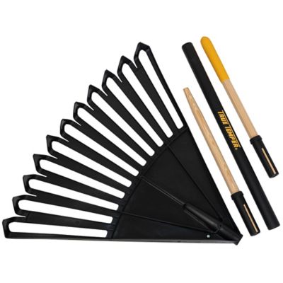 Image showing  24 in. Plastic Clog-Free Tine Leaf Rake with 48 in. Hardwood/Steel Handle, For Leaves, Grass, Twigs, Pine Needles