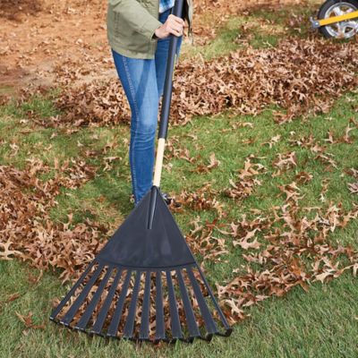 Image showing 5 th True Temper 24 in. Plastic Clog-Free Tine Leaf Rake with 48 in. Hardwood/Steel Handle, For Leaves, Grass, Twigs, Pine Needles