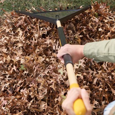 Image showing 7 th True Temper 24 in. Plastic Clog-Free Tine Leaf Rake with 48 in. Hardwood/Steel Handle, For Leaves, Grass, Twigs, Pine Needles