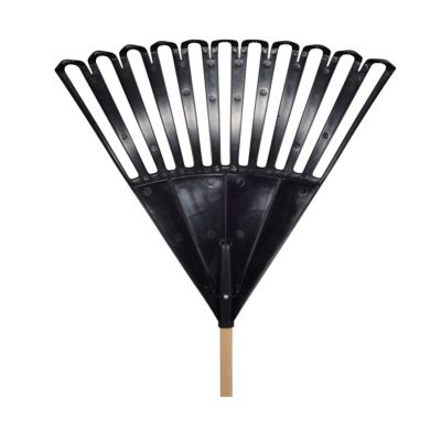 Image showing 11 th True Temper 24 in. Plastic Clog-Free Tine Leaf Rake with 48 in. Hardwood/Steel Handle, For Leaves, Grass, Twigs, Pine Needles