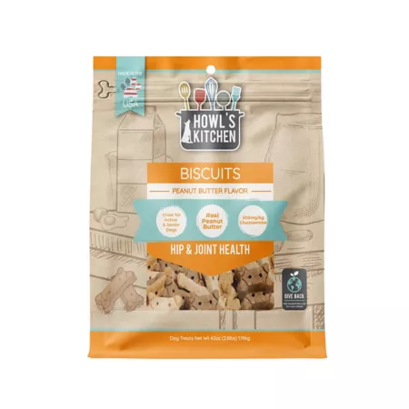 Howl's Kitchen Peanut Butter Flavored Dog Biscuits Hip and Joint Health Formula 42 oz. Dog Biscuits & Cookies