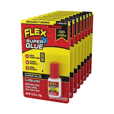 Flex Seal Super Glue Liquid Brush Top 10G (8 Pack), SGLIQ10BT So far it works on glass ceramic tile cement, etc