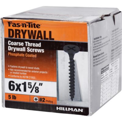 Image showing 6 th Hillman 6 x 1-5/8in. Fas-N-Tite Coarse Thread Drywall Screws, 950 pk.