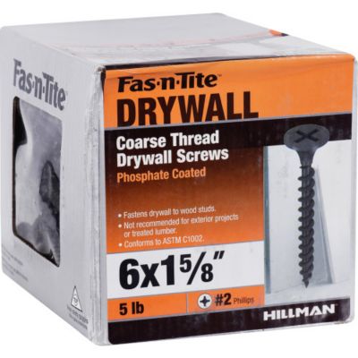 Image showing 7 th Hillman 6 x 1-5/8in. Fas-N-Tite Coarse Thread Drywall Screws, 950 pk.