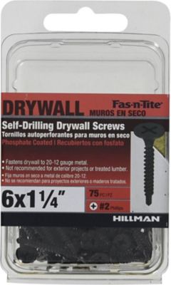 Hillman Project Center Fine Self Drilling Drywall Screws (#6 x 1-1/4in.) -75 Pack