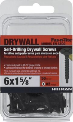 Hillman Project Center Fine Self Drilling Drywall Screws (#6 x 1-5/8in.) -50 Pack