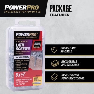 Image showing  8 x 1/2in. Power Pro Star Drive Truss-Head Lath Screws, 180 pk.