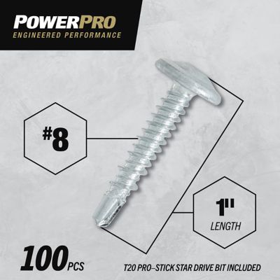 Image showing  8 x 1in. Power Pro Star Drive Truss-Head Lath Screws, 100 pk.