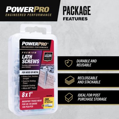 Image showing  8 x 1in. Power Pro Star Drive Truss-Head Lath Screws, 100 pk.