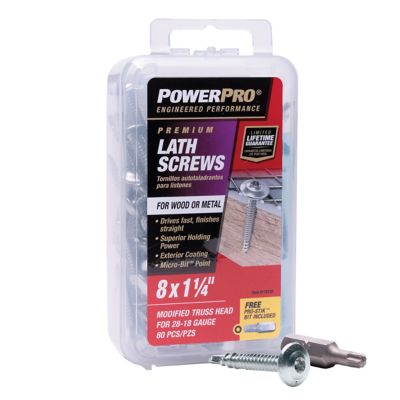 Image showing  8 x 1-1/4in. Power Pro Star Drive Truss-Head Lath Screws, 80 pk.