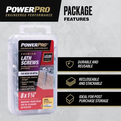 Image showing  8 x 1-1/4in. Power Pro Star Drive Truss-Head Lath Screws, 80 pk.