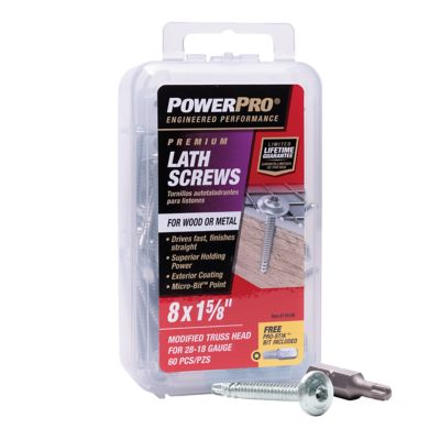 Image showing  8 x 1-5/8in. Power Pro Star Drive Truss-Head Lath Screws, 60 pk.