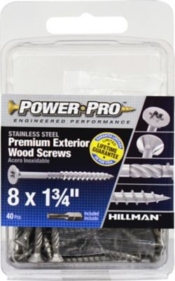 Hillman Power Pro Premium 305 Stainless Steel Wood Screws (#8 x 1-3/4in.) - 40 pc