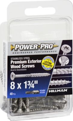 Image showing  #8 x 1-3/4 in. Power Pro Premium 305 Stainless Steel Wood Screws, 40-Pack