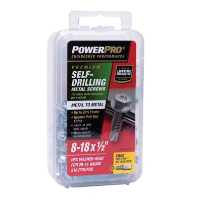 Hillman Power Pro Premium Star Drive Hex Washer Sheet Metal Screws (#8-32 x 1/2in.) -210 Pack