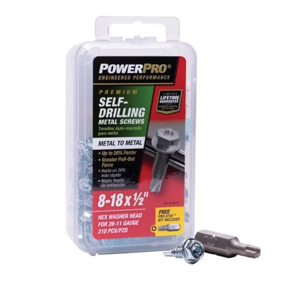 Image showing  #8-32 x 1/2 in. Power Pro Premium Star Drive Hex Washer Sheet Metal Screws, 210-Pack