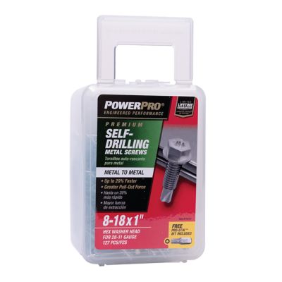Hillman Power Pro Premium Star Drive Hex Washer Sheet Metal Screws (#8-32 x 1in.) -127 Pack