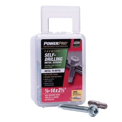 Image showing  1/4 in.-14 x 2-1/2 in. Power Pro Premium Star Drive Hex Washer Sheet Metal Screws, 22-Pack