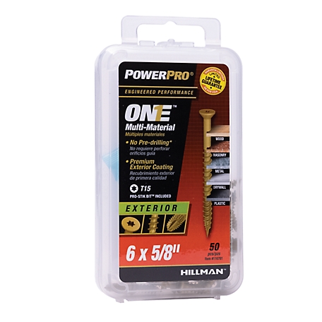 Hillman Power Pro ONE Flat Exterior Bronze Multi-Material Screws (#6 x 5/8in.) -50 Pack