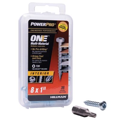 Image showing  #8 x 1 in. Power Pro ONE Pan-Head Zinc Interior Multi-Material Screws, 35-Pack