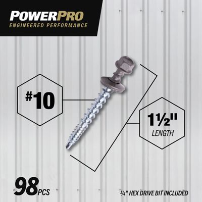 Image showing  #10 x 1-1/2 in. Power Pro Self-Drilling Metal-to-Wood Roofing Screws, Charcoal Gray, 98-Pack