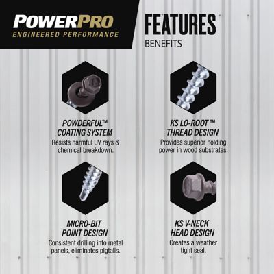 Image showing  #10 x 1-1/2 in. Power Pro Self-Drilling Metal-to-Wood Roofing Screws, Charcoal Gray, 98-Pack