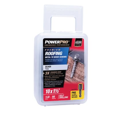 Hillman Power Pro Silver Self Drilling Metal-to-Wood Roofing Screws (#10 x 1-1/2 in.) -98 Pack