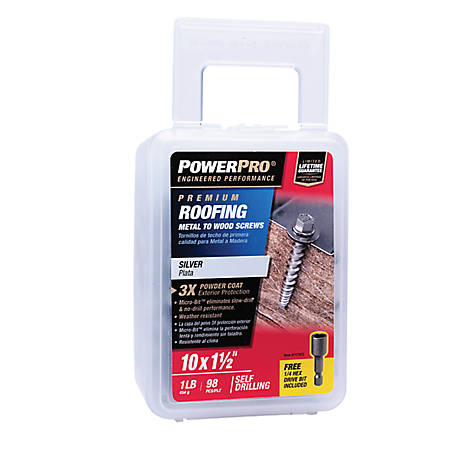 Hillman Power Pro Silver Self Drilling Metal-to-Wood Roofing Screws (#10 x 1-1/2') -98 Pack